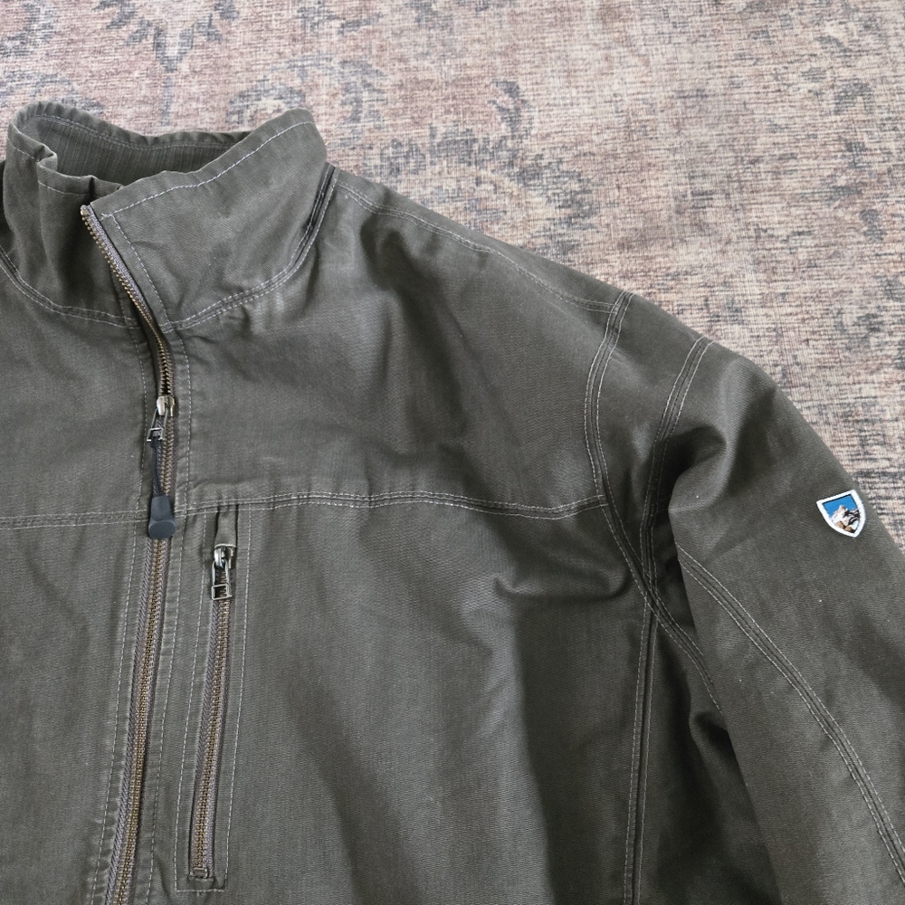 Kuhl Burr Jacket Mens XXL Gray Olive Green Zip-up Waxed Canvas Gunmetal Sty 1052 - Picture 3 of 13